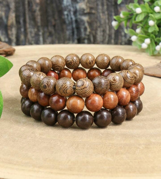 Beautiful Wooden Bead Stacking Bracelet Set