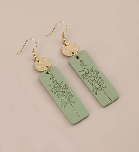 Beautiful Gold and Green Floral Earrings