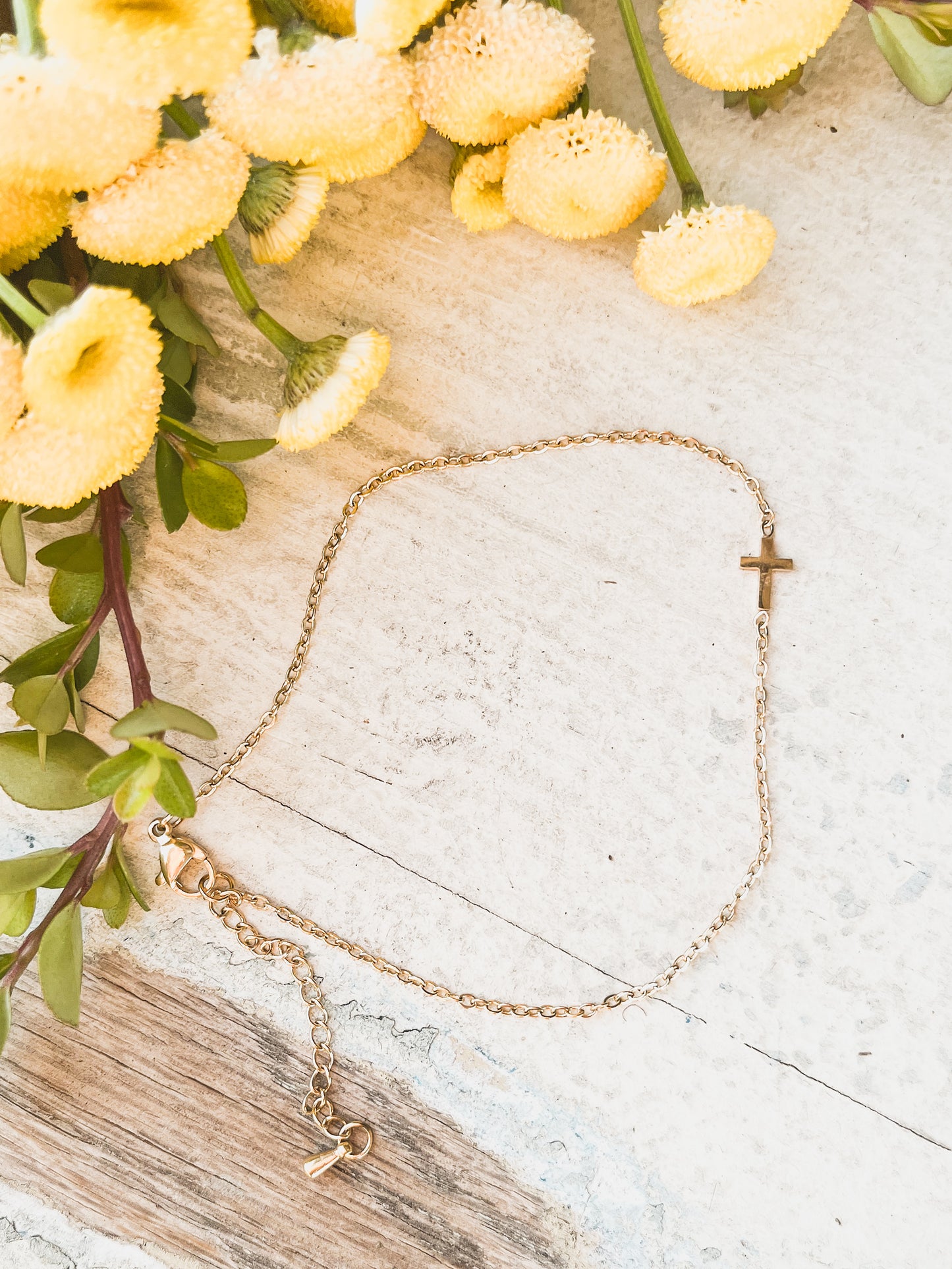 Beautiful Dainty Cross Gold Anklet