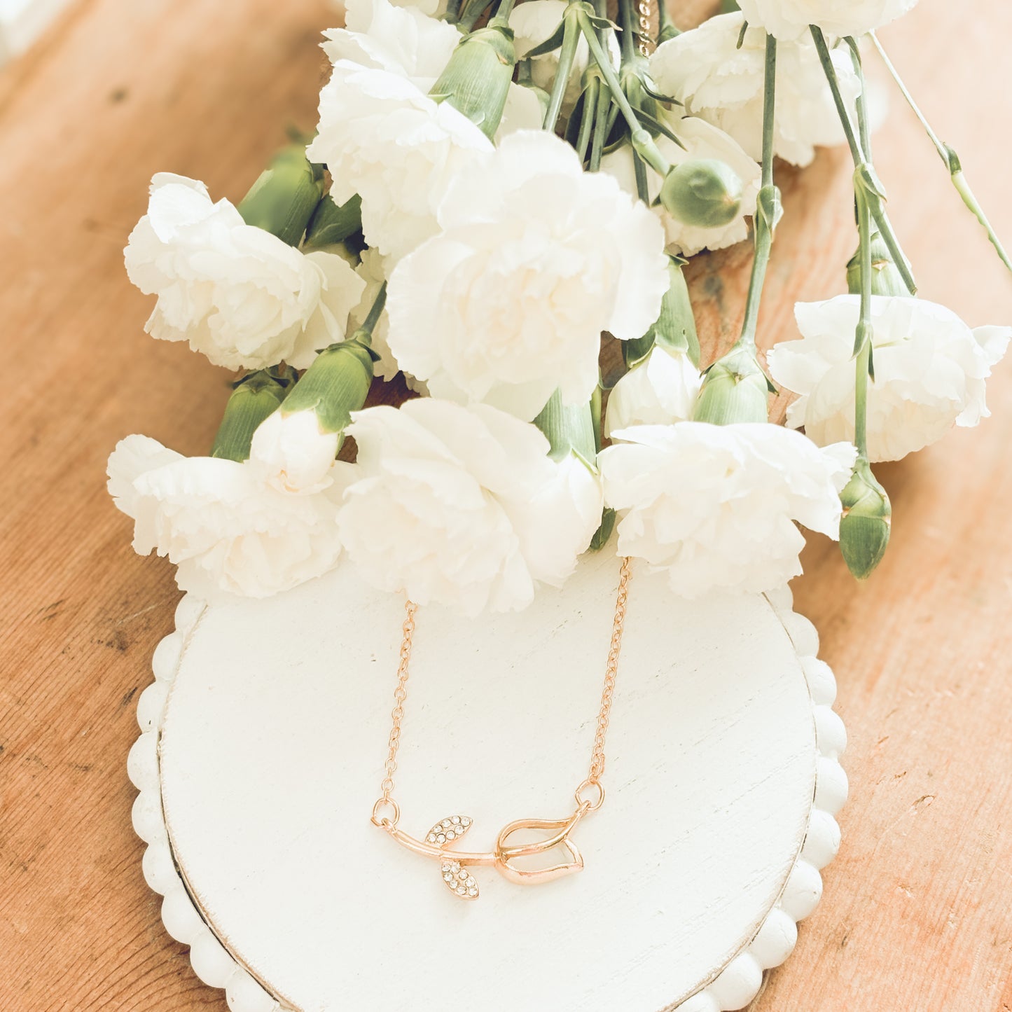 Beautiful Gold and Smokey Stone Tulip Necklace