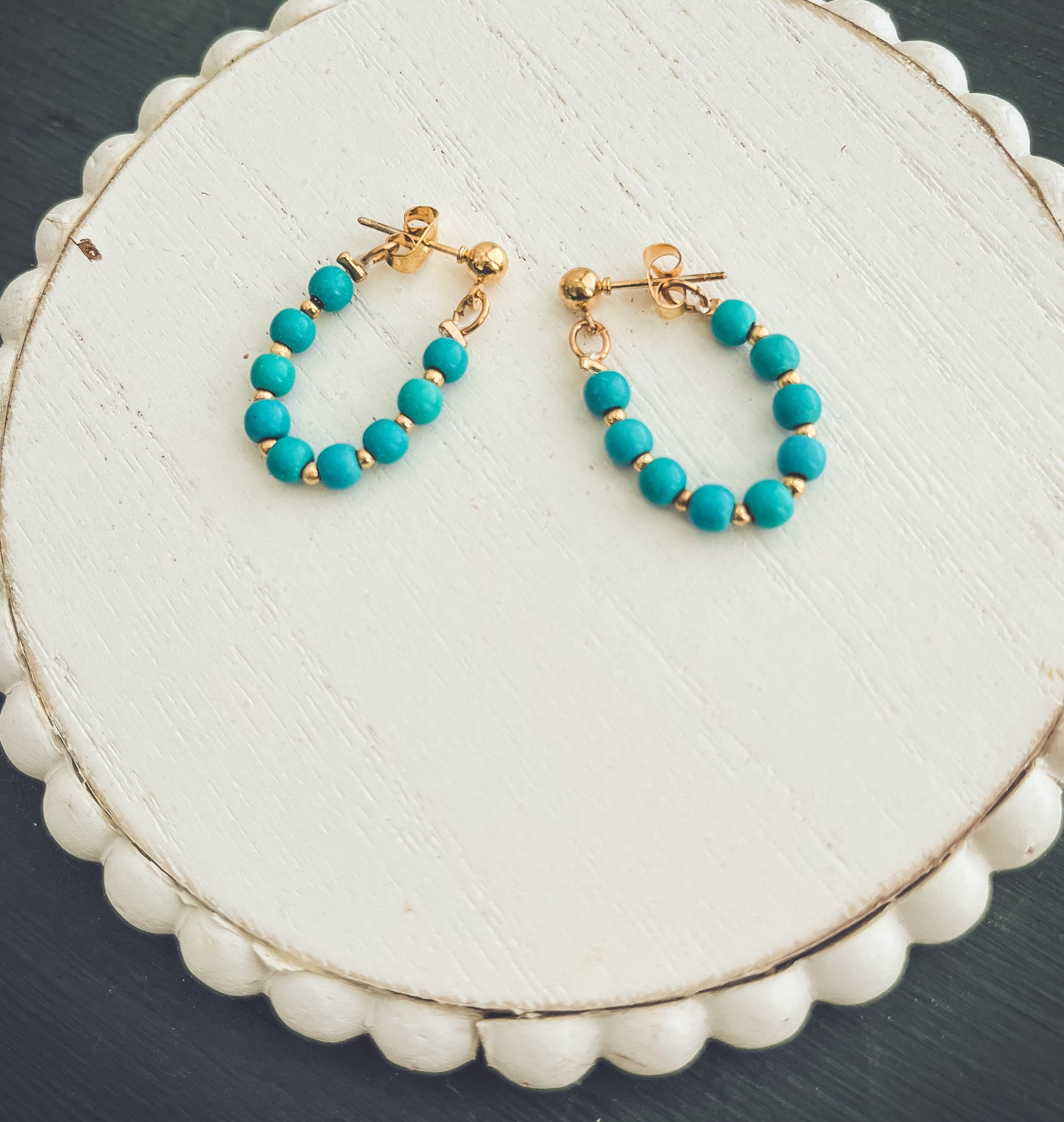 Beautiful Turquoise Huggie Hoops