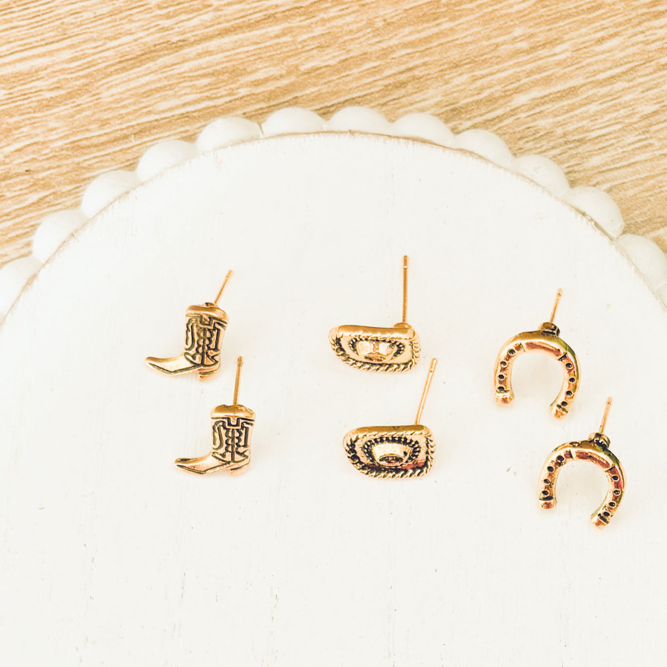 Adorable Gold Western Studs- Set of 3