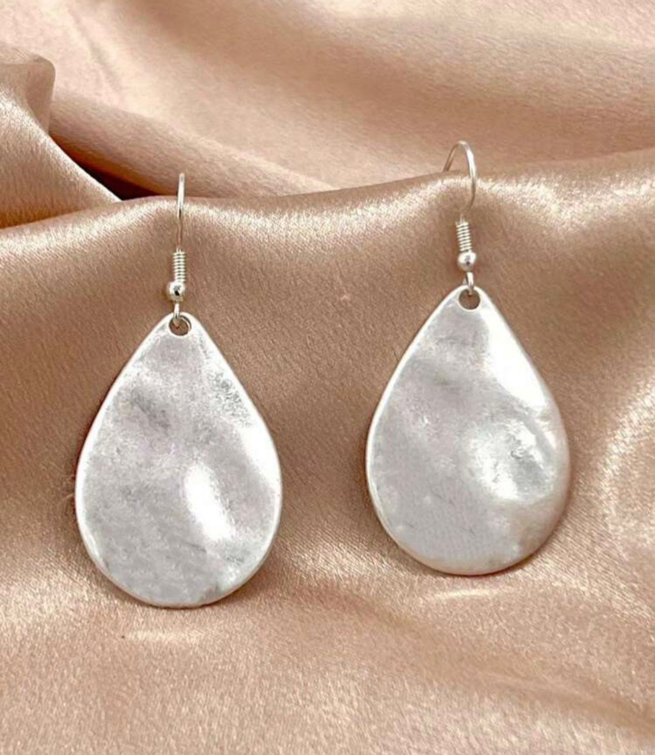 Beautiful Hammered Gold or Silver Drop Earrings