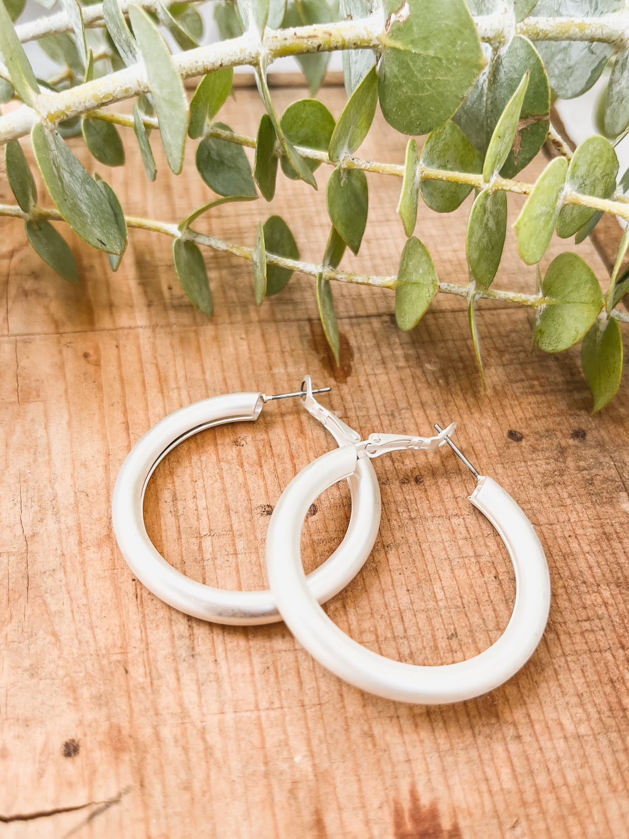 Beautiful Matte Gold or Silver Hoop Earrings