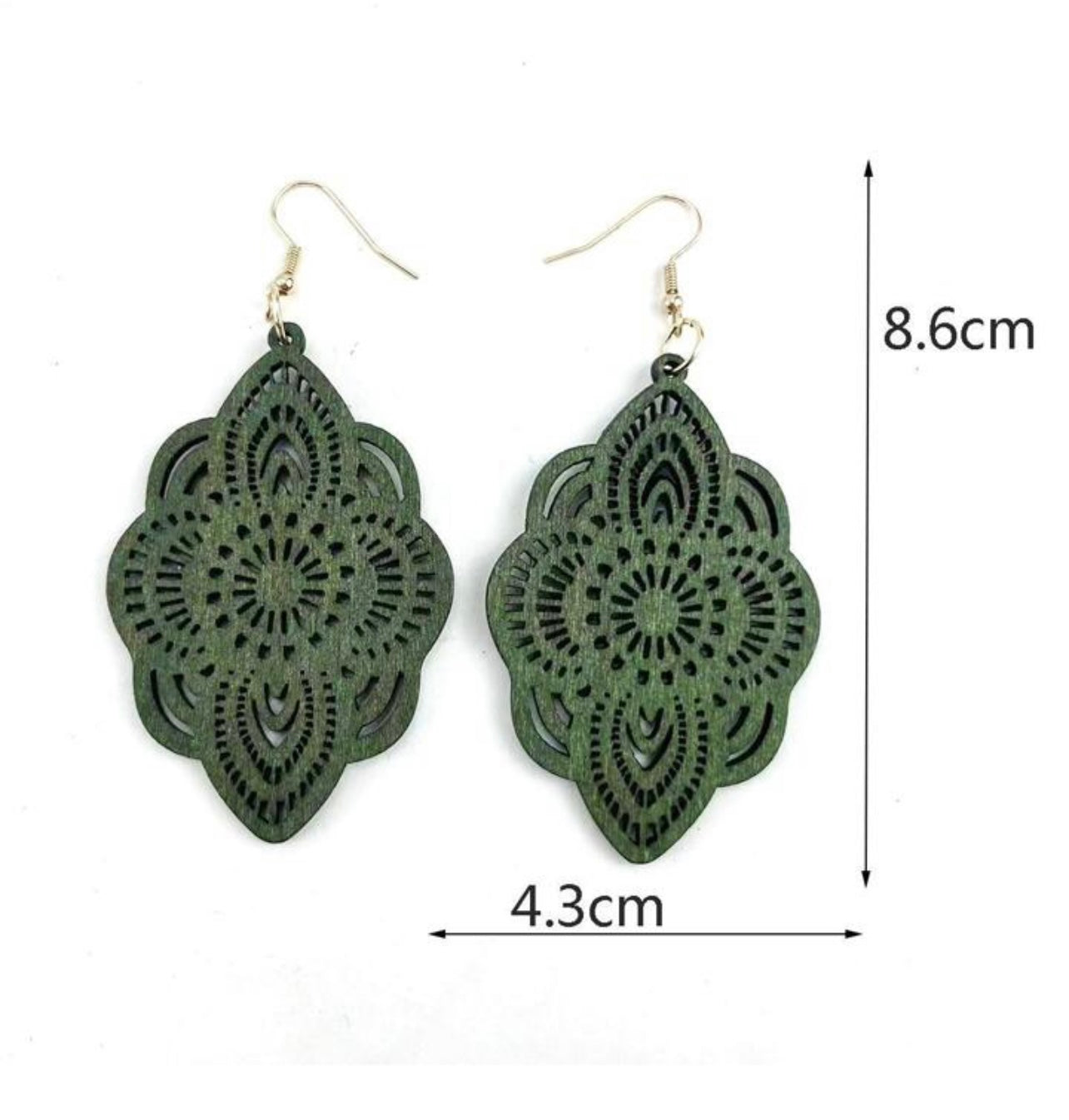 Beautiful Green Wood Earrings