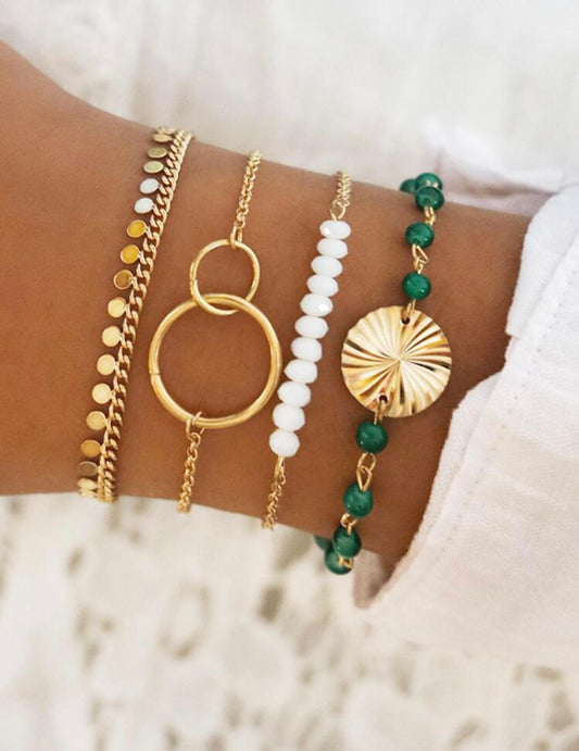 Beautiful Green and Gold Bracelet Set