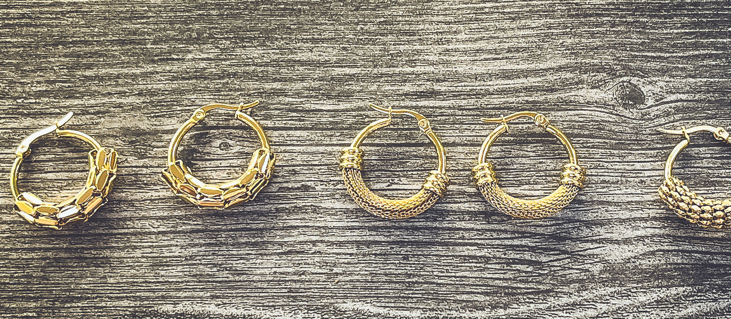 Beautiful 3 Pair Set of Gold Hoop Earrings