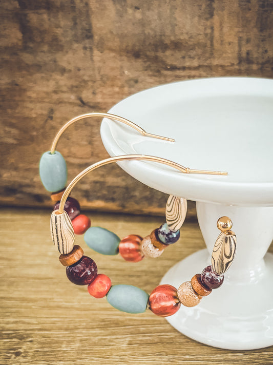 Bohemian Colorful Stone Hoop Earrings