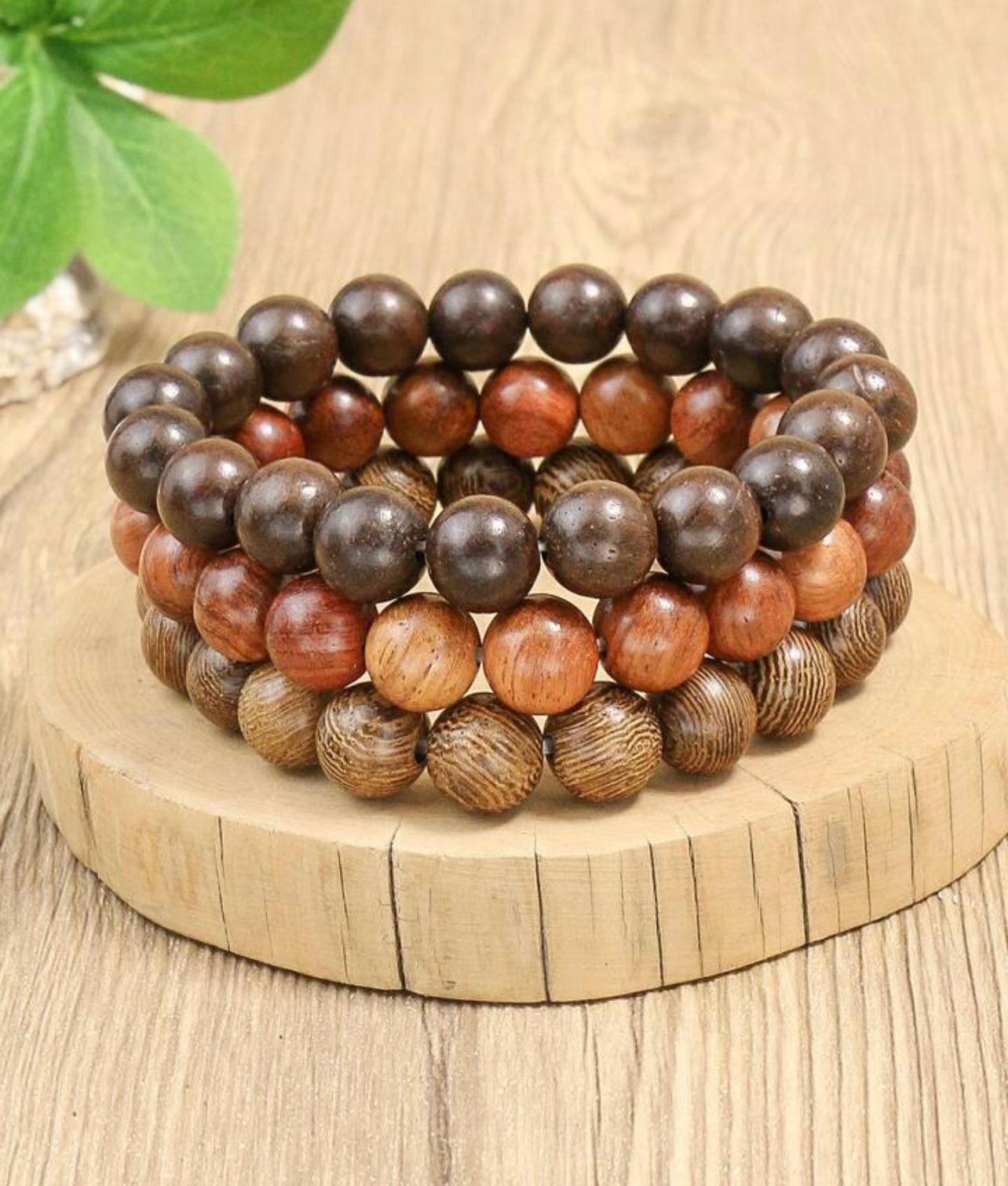 Beautiful Wooden Bead Stacking Bracelet Set