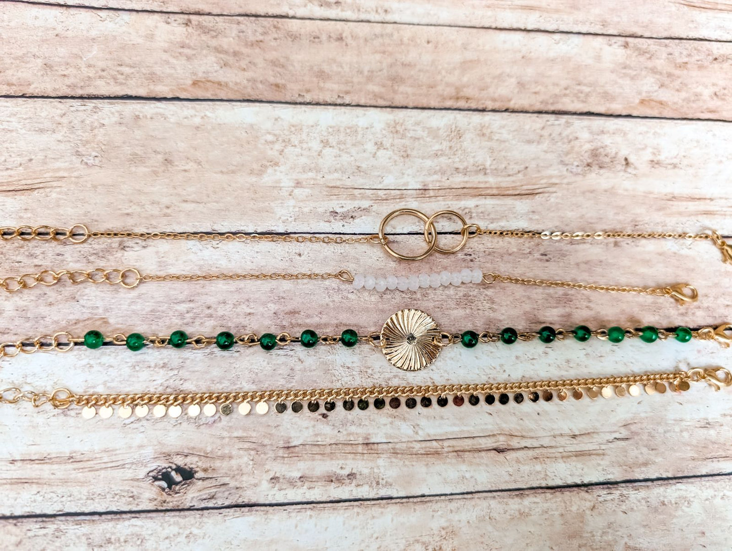 Beautiful Green and Gold Bracelet Set