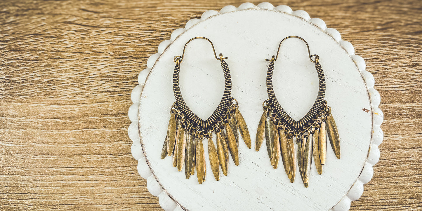 Beautiful Boho Copper Drop Earrings