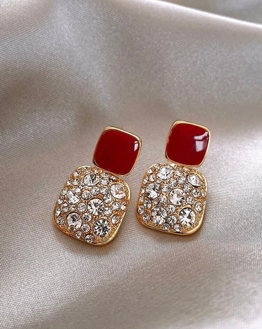 Beautiful Red and Crystal Earrings