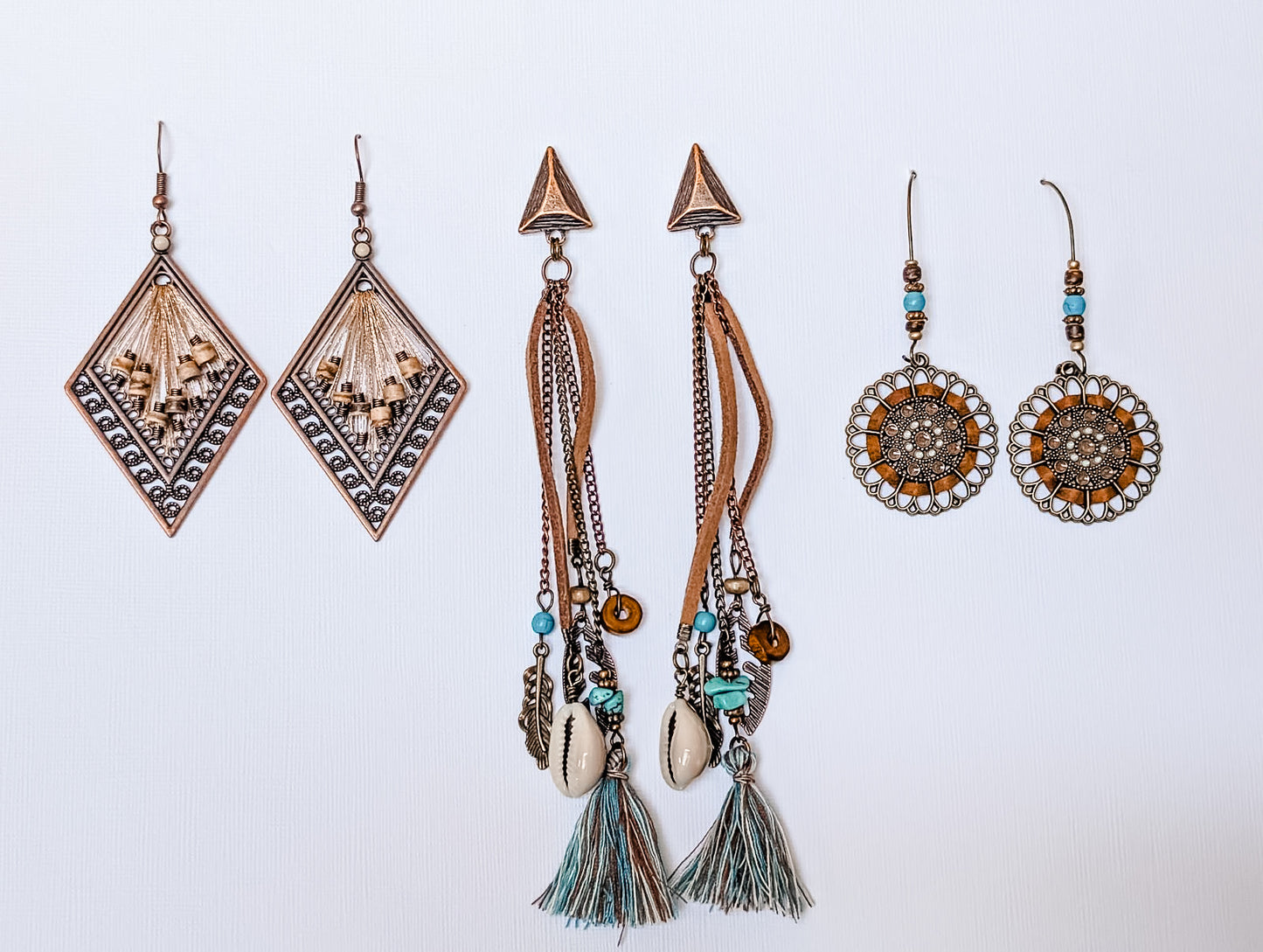 Beautiful Boho 3 Pair Earring Set