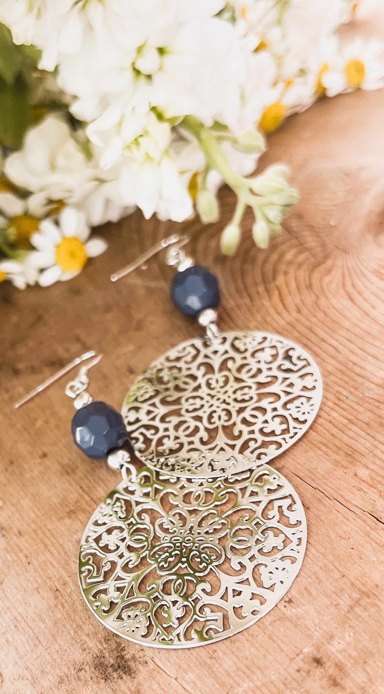 Beautiful Blue and Silver Boho Earrings