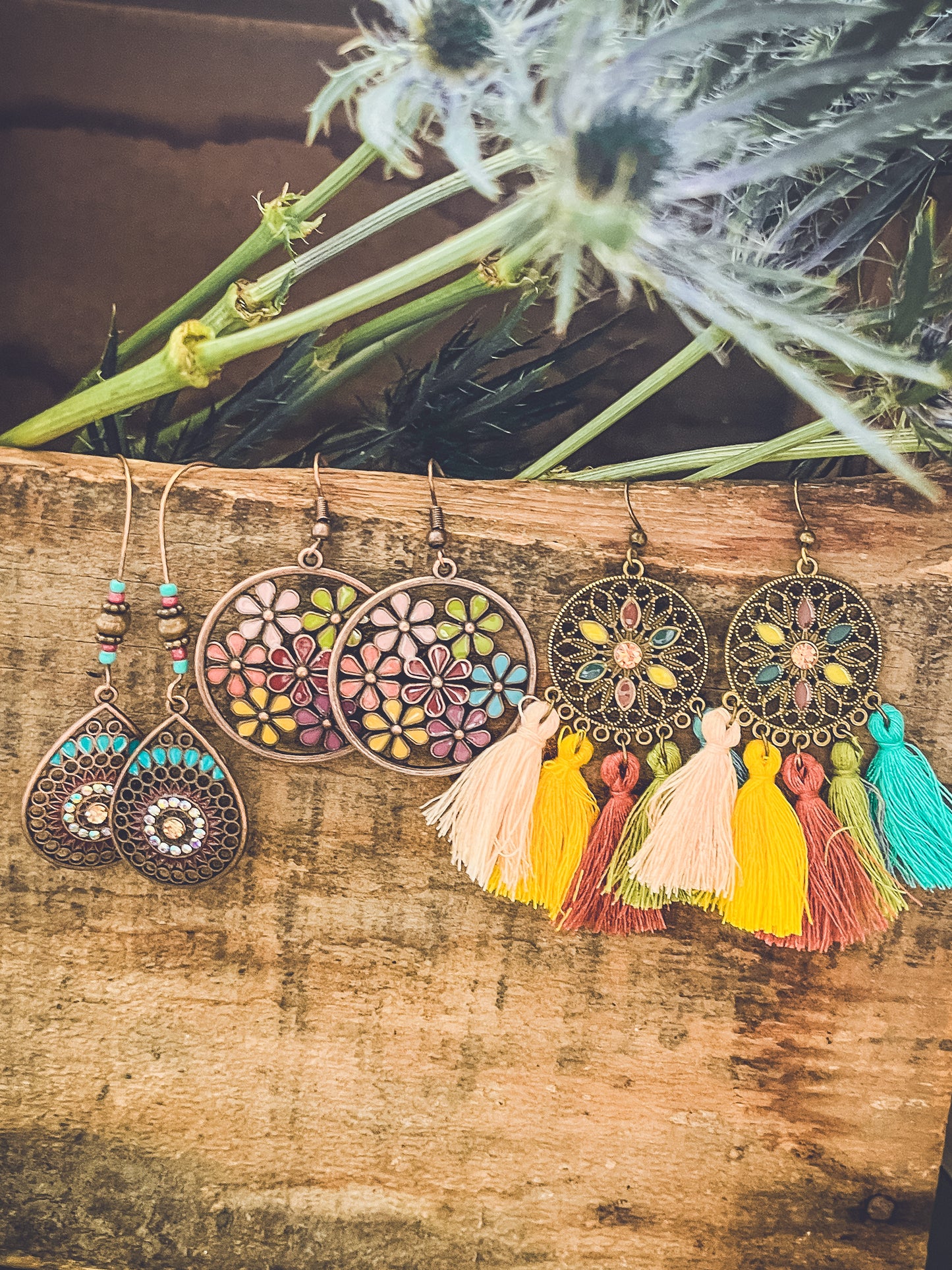 Beautiful Colorful Bohemian Earring Set - Set of 3