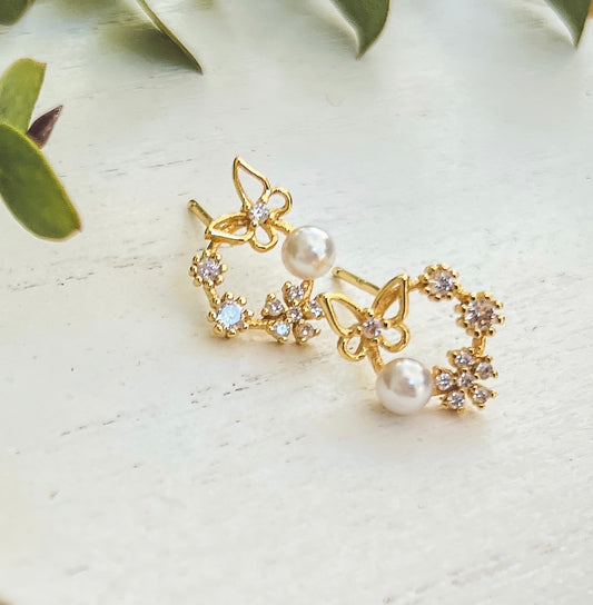 Dainty Crystal Butterfly Earrings