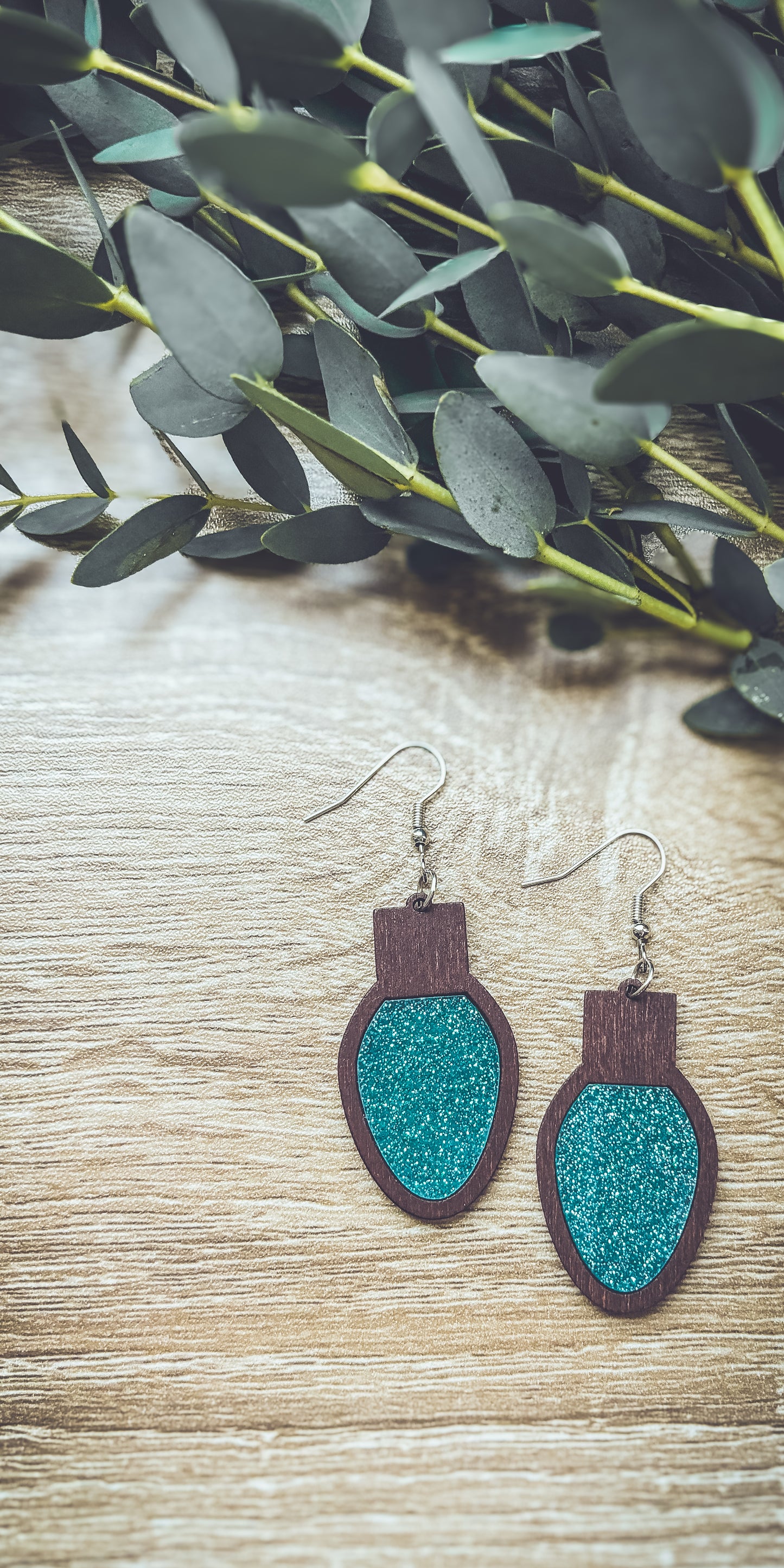 Beautiful Wood Christmas Bulb Earrings