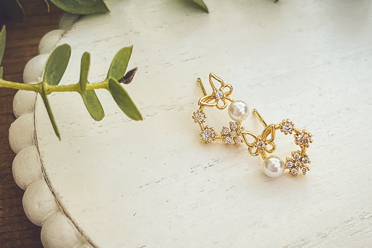 Dainty Crystal Butterfly Earrings