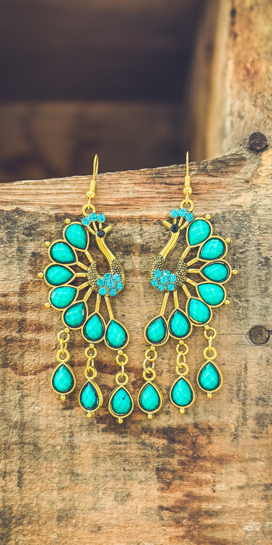 Beautiful Turquoise Peacock Earrings