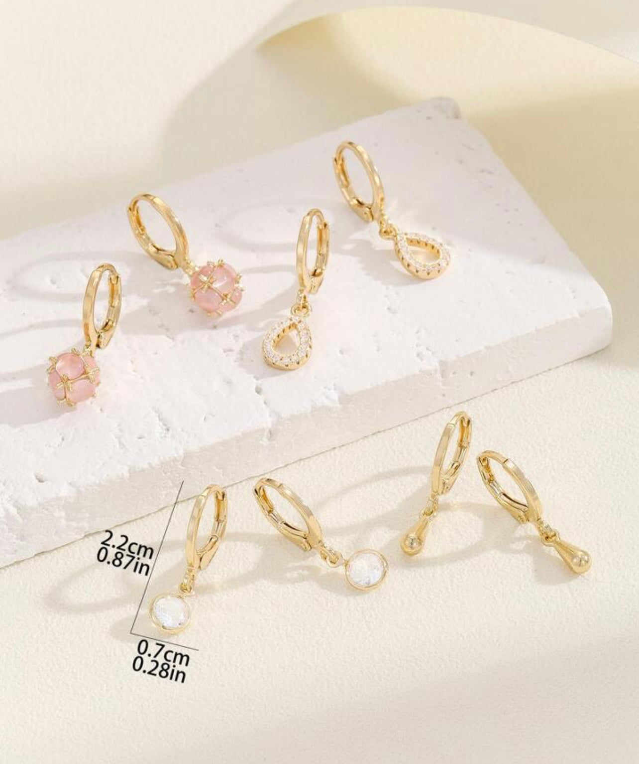 Beautiful 4 Pair Set of Gold Earrings