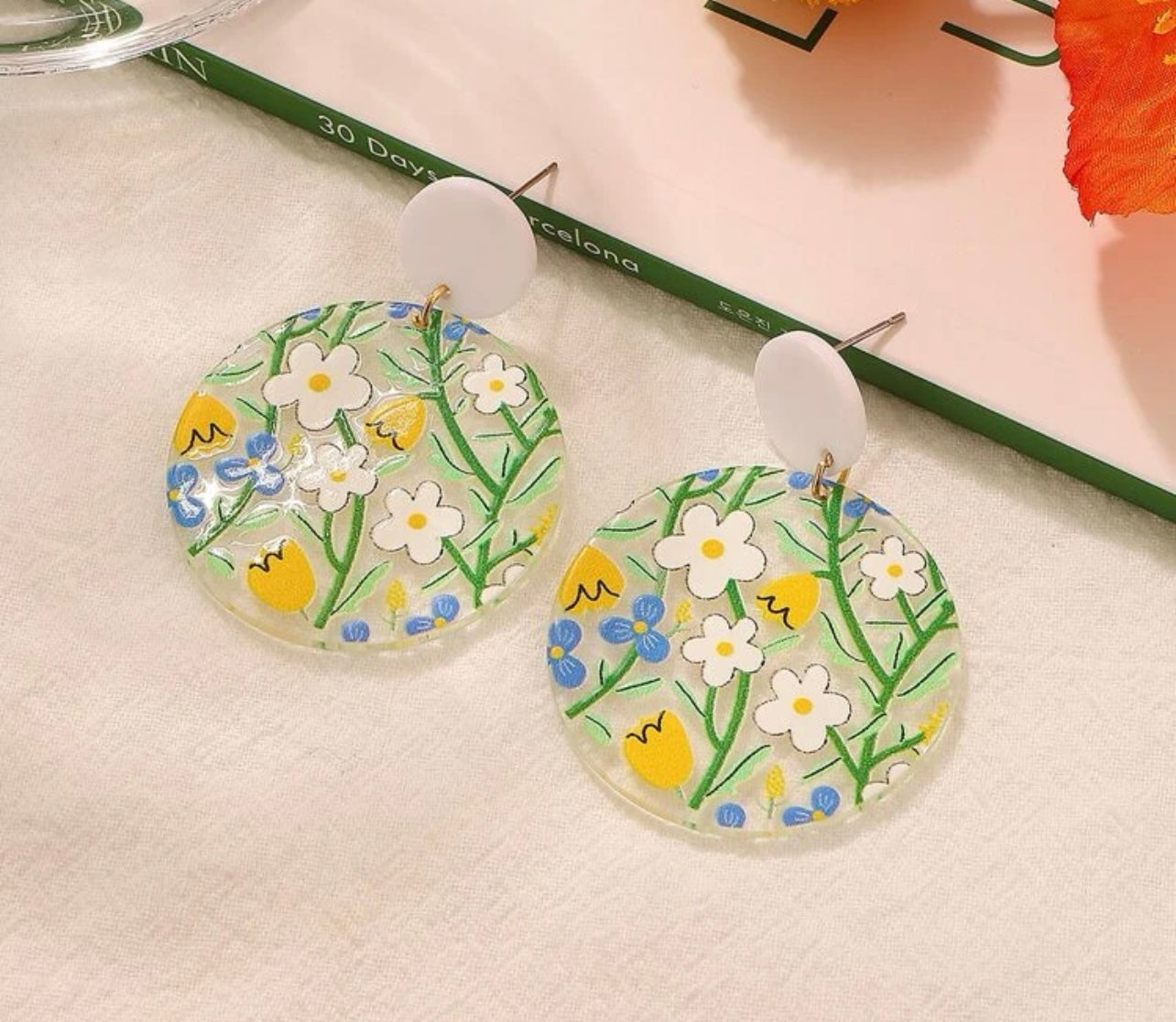 Beautiful Acrylic Flower Earrings