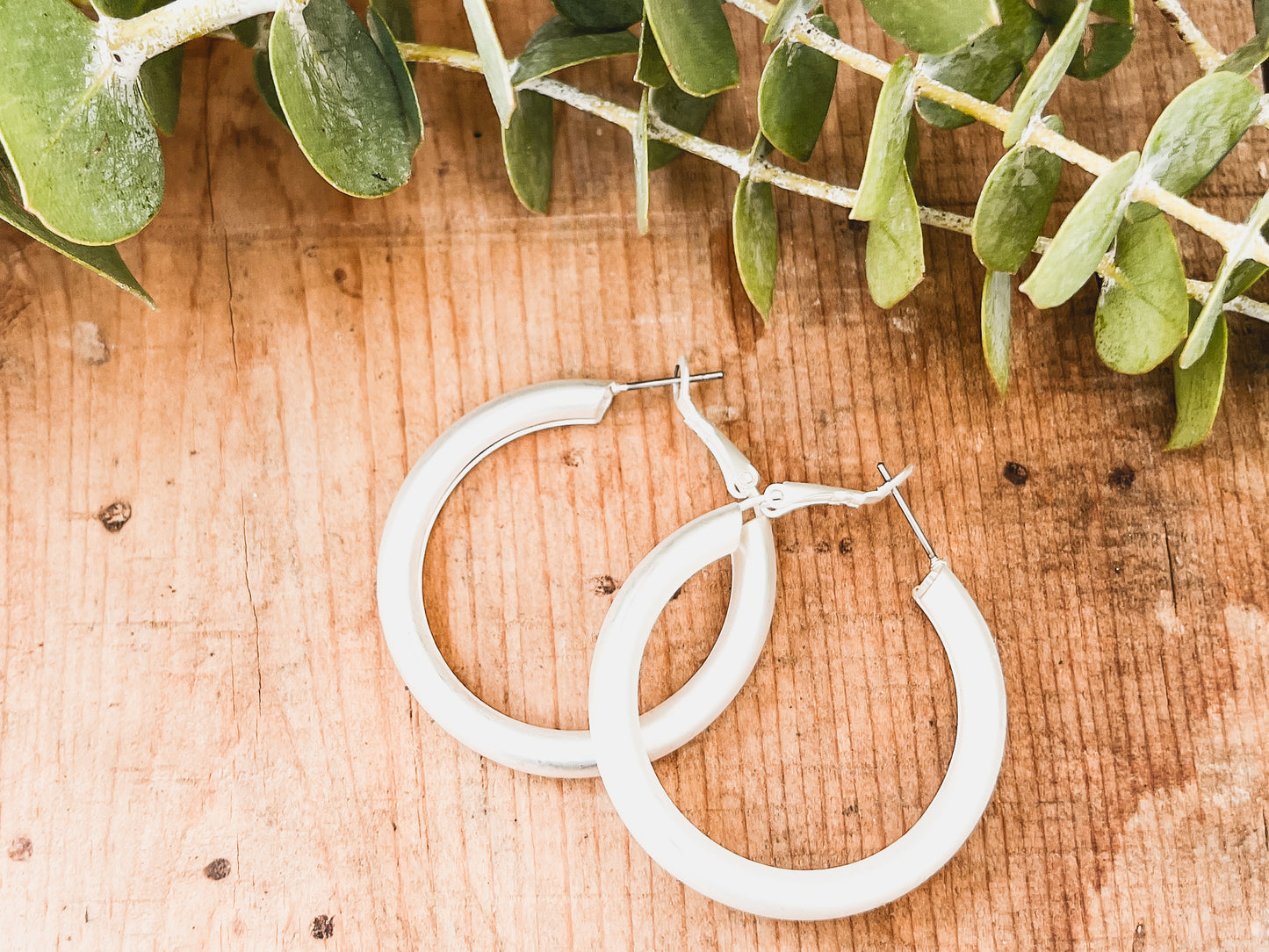 Beautiful Matte Gold or Silver Hoop Earrings