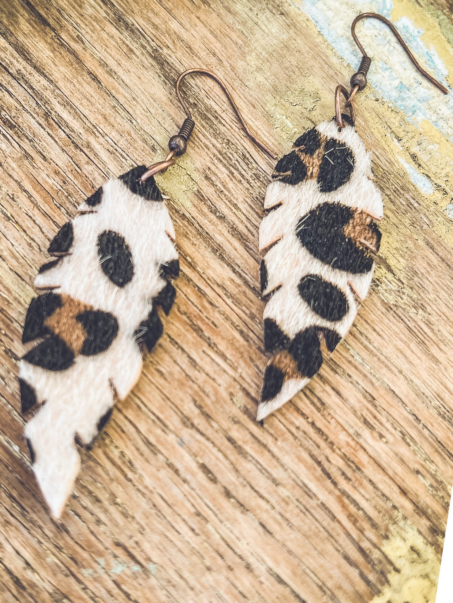 Beautiful Leopard Feather Drop Earrings