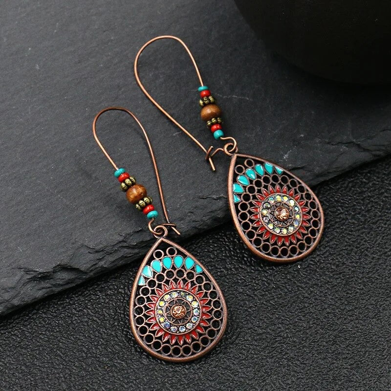 Copper Boho Drop Earrings