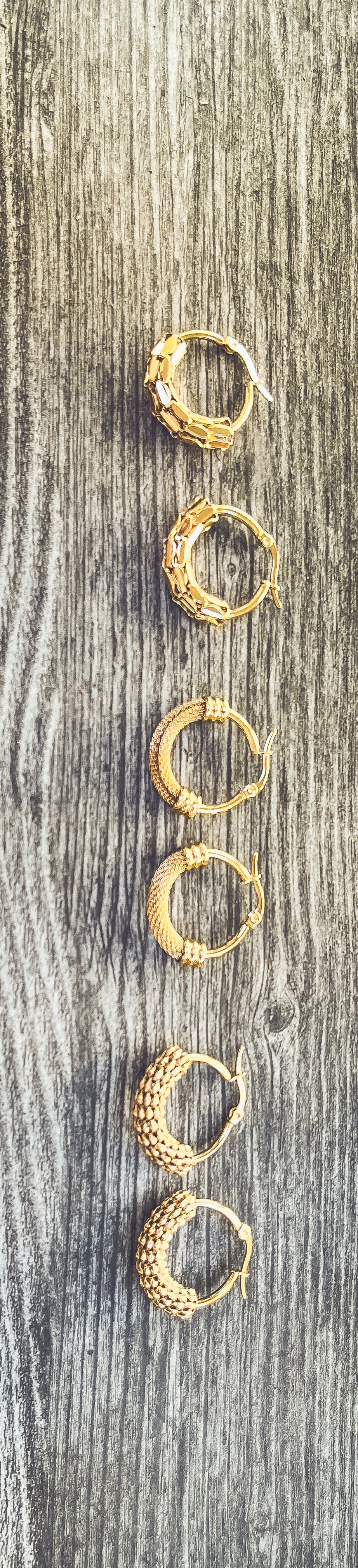 Beautiful 3 Pair Set of Gold Hoop Earrings