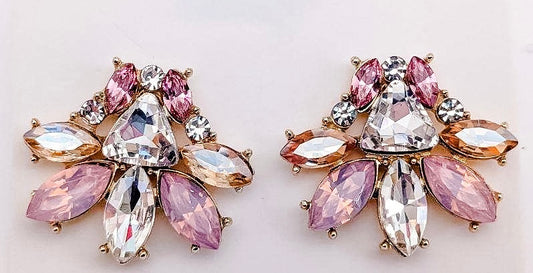 Beautiful Pink and Crystal Statement Earrings