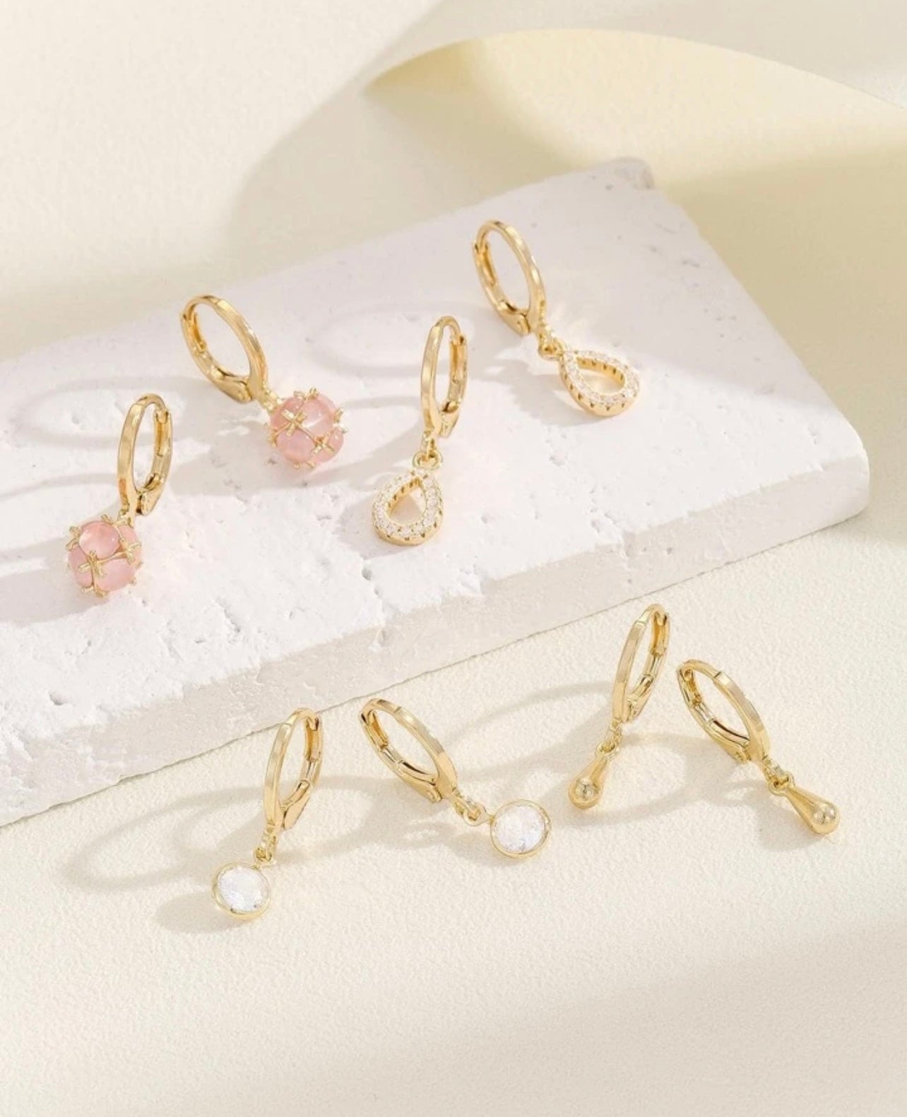 Beautiful 4 Pair Set of Gold Earrings