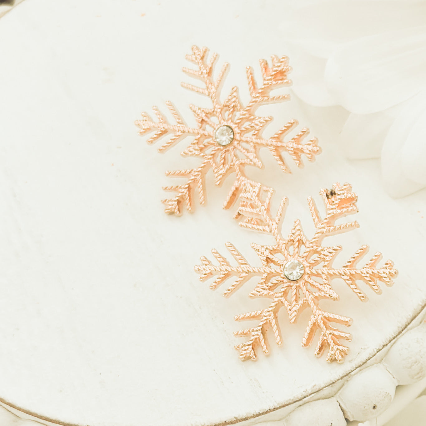 Beautiful Gold and Crystal Snowflake Earrings