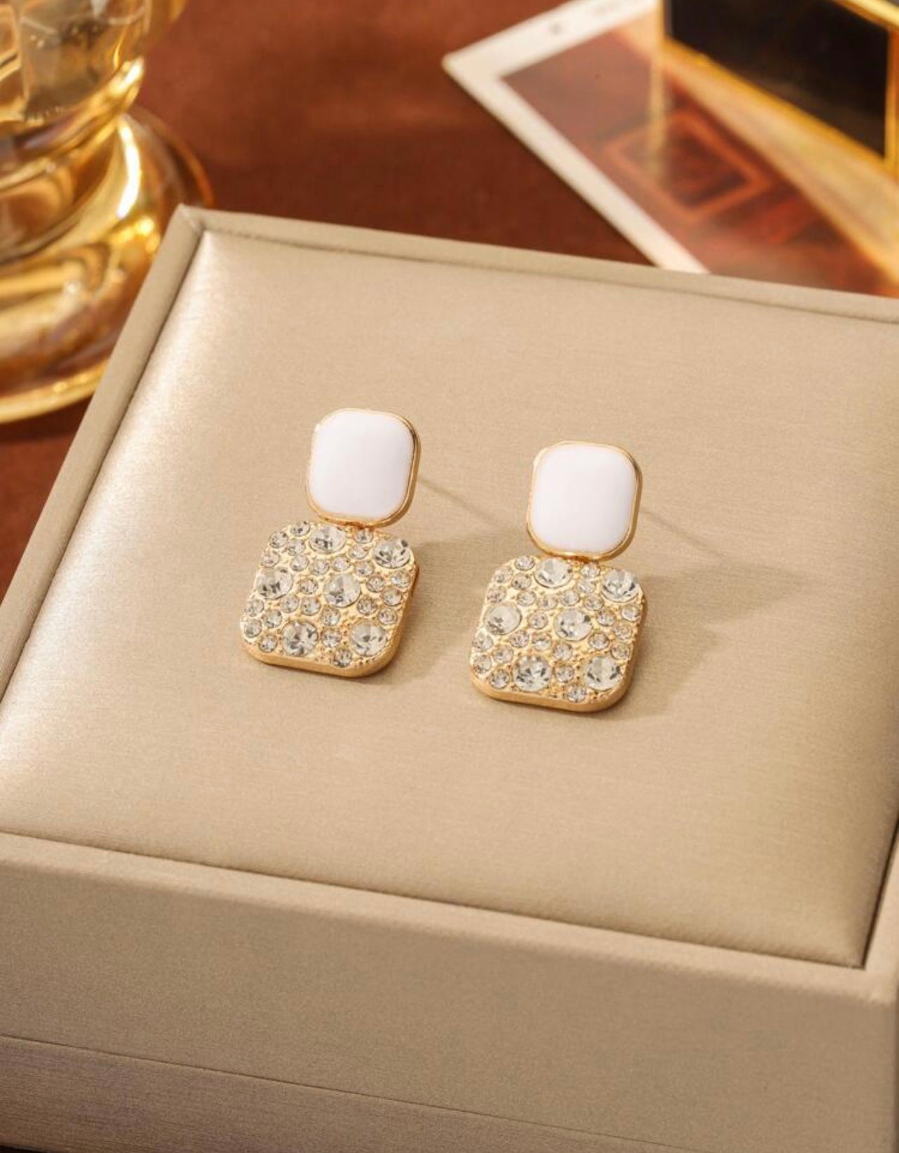 Beautiful White and Crystal Earrings