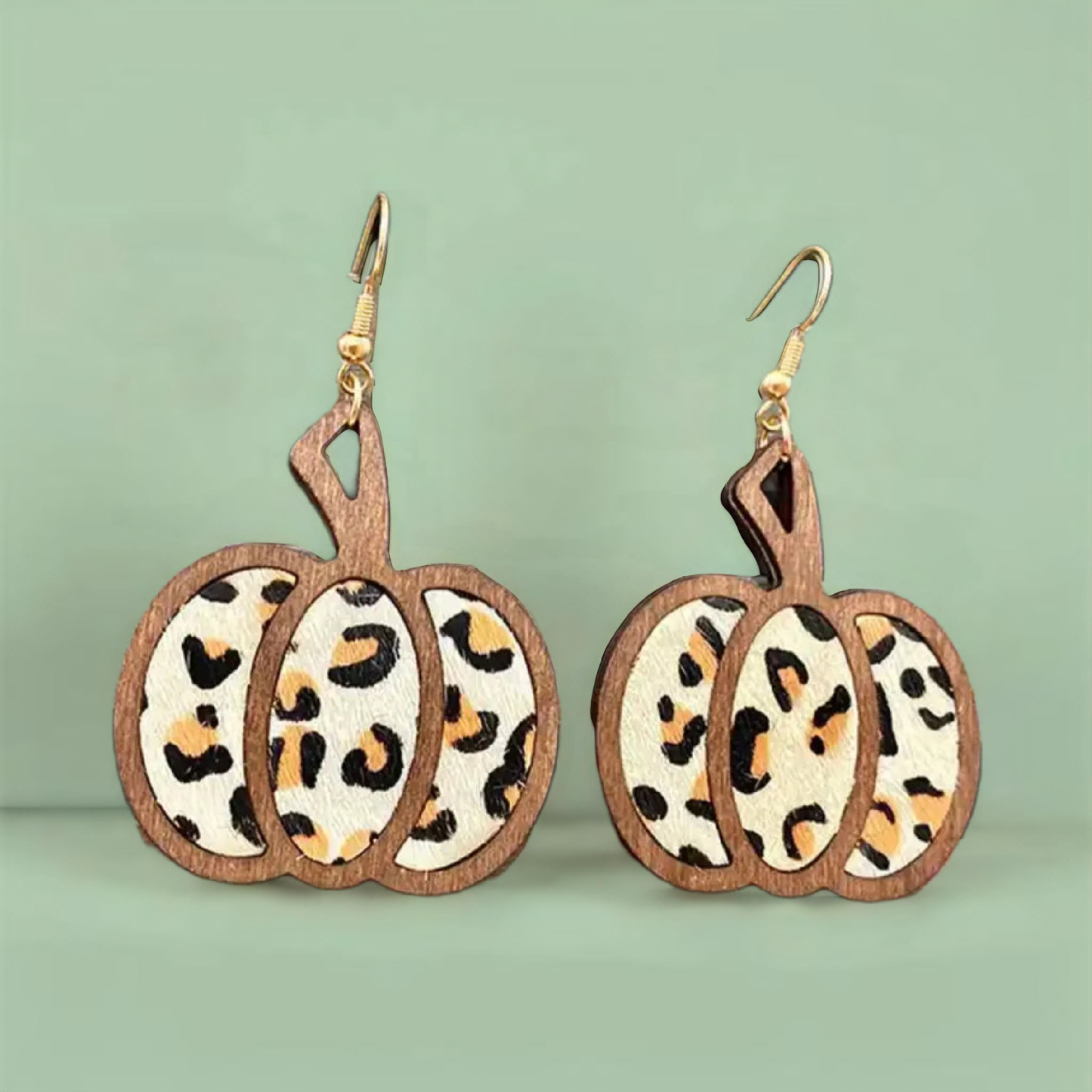Beautiful Leopard Print Pumpkin Earrings