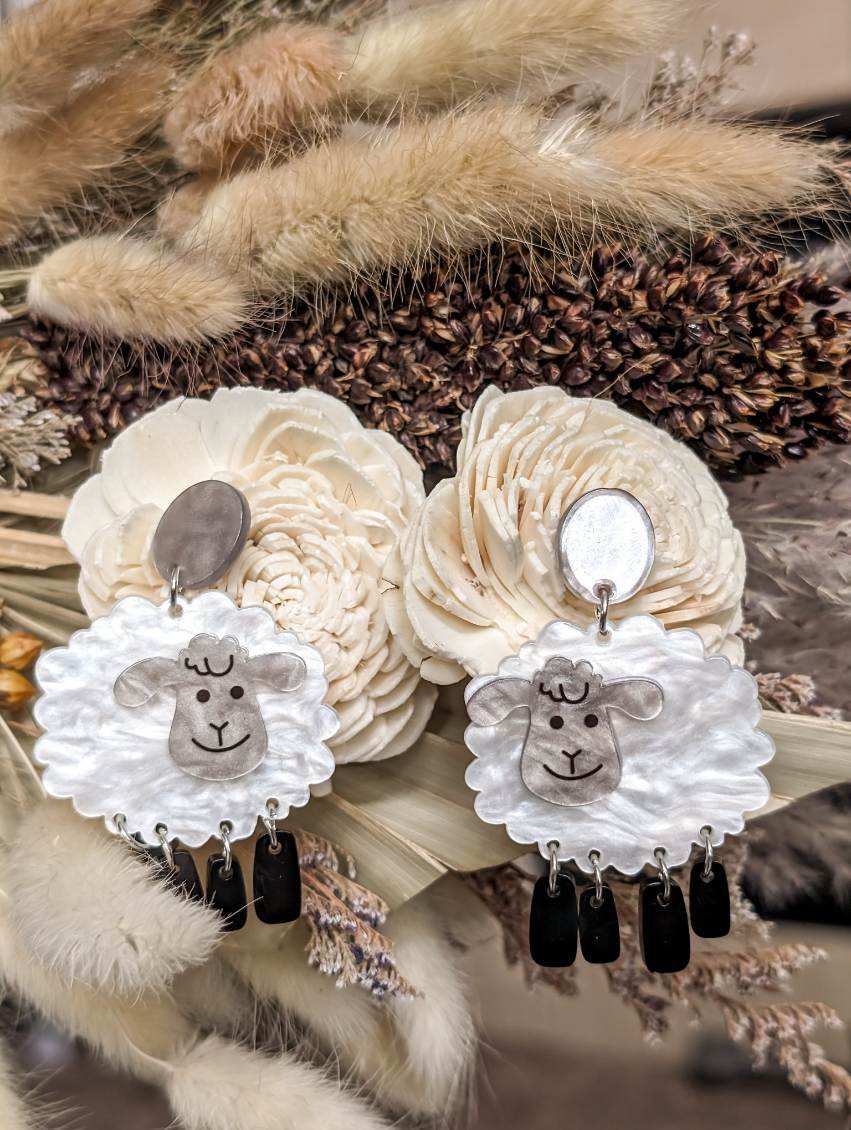 Adorable Acrylic Sheep Earrings