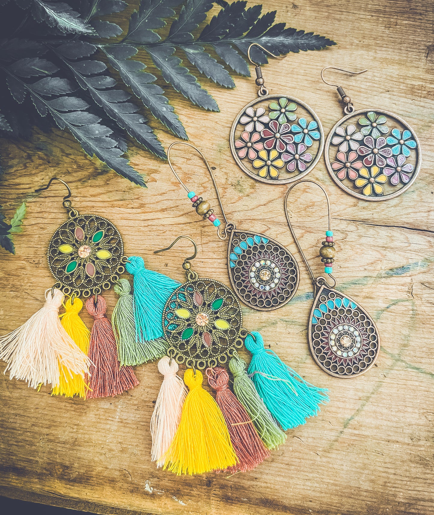 Beautiful Colorful Bohemian Earring Set - Set of 3