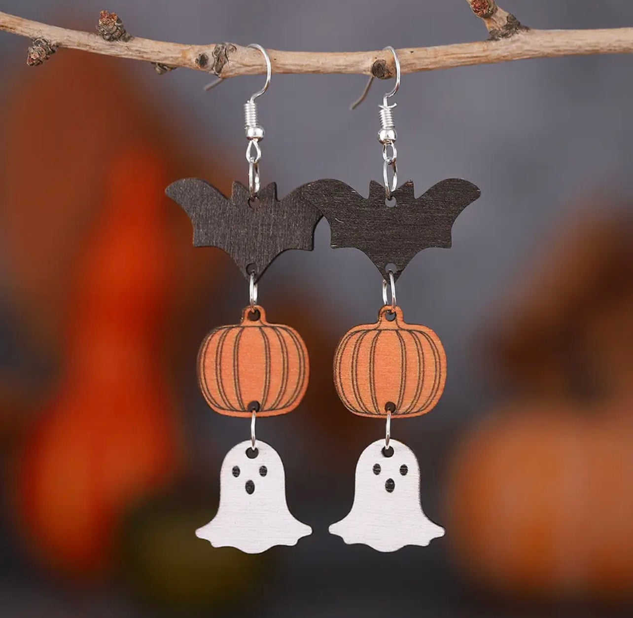 Adorable Wooden Halloween Earrings