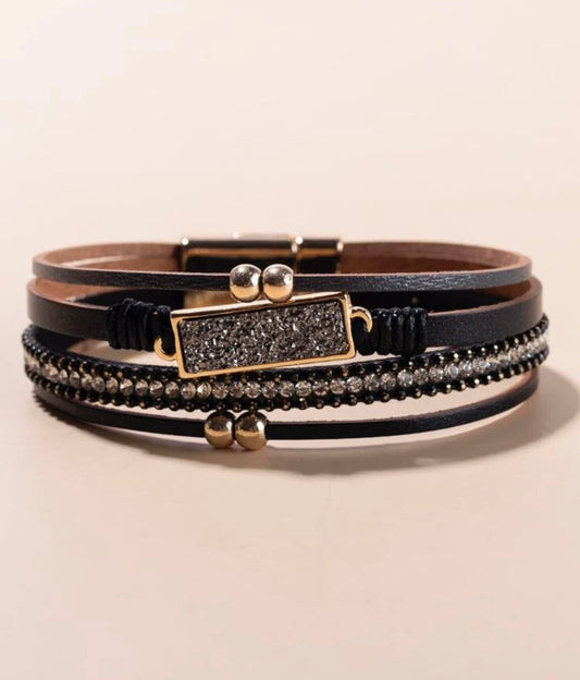 Beautiful Black Leather Bracelet