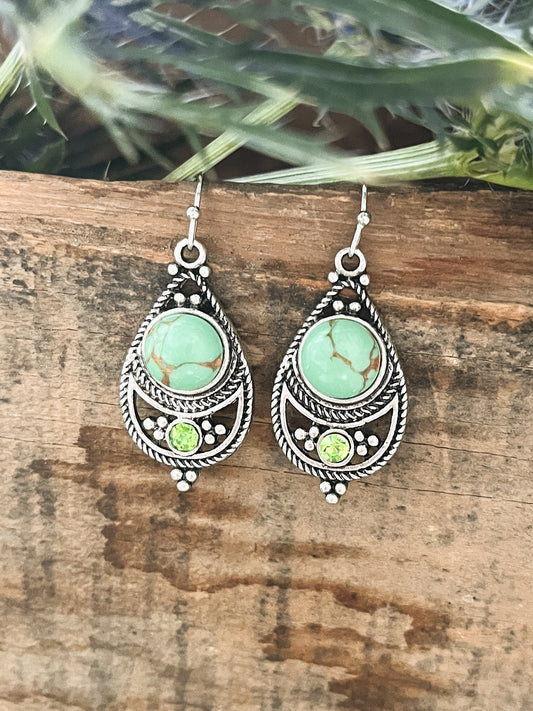 Beautiful Green and Silver Drop Earrings