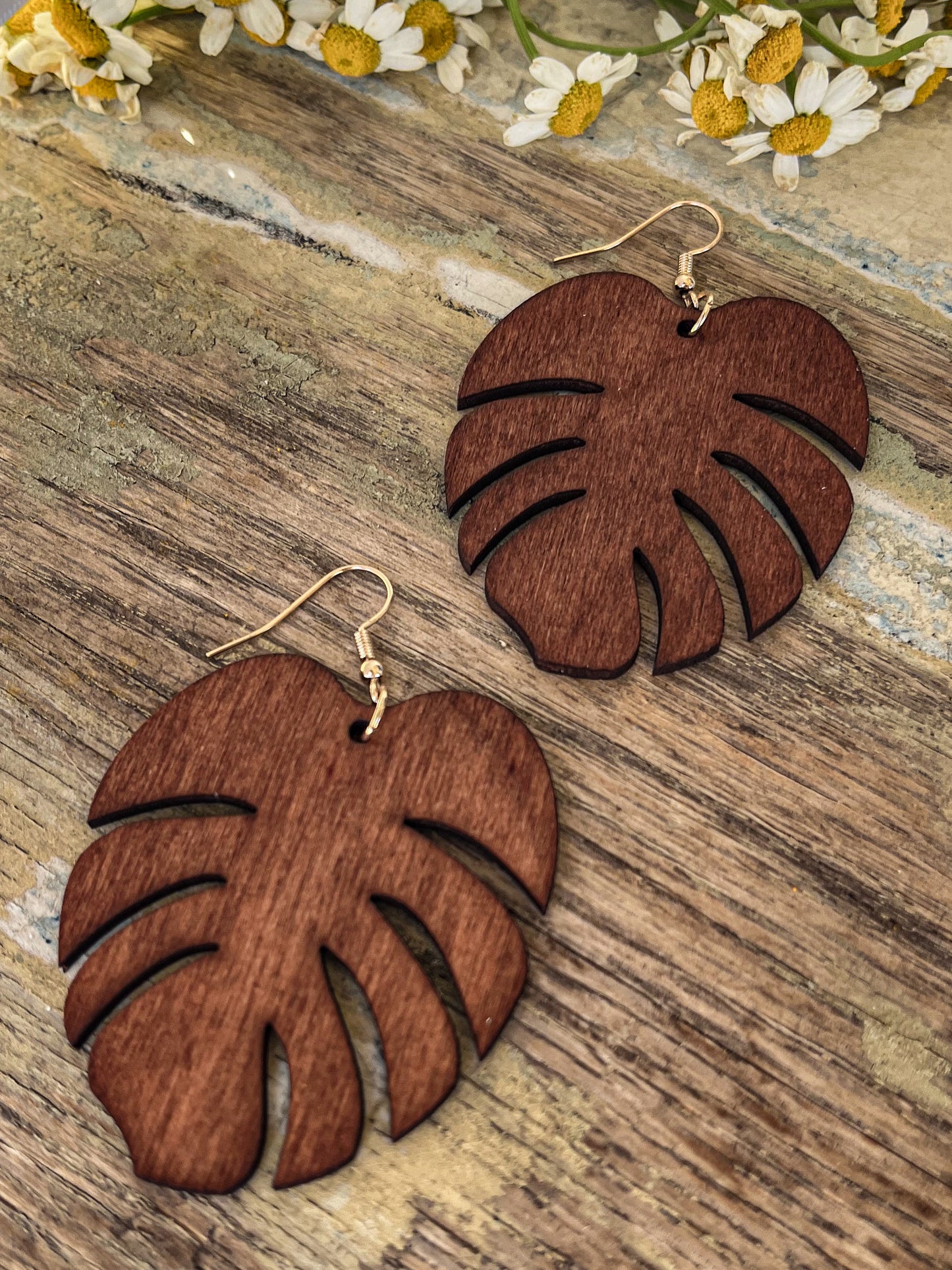 Beautiful Wood Leaf Earrings