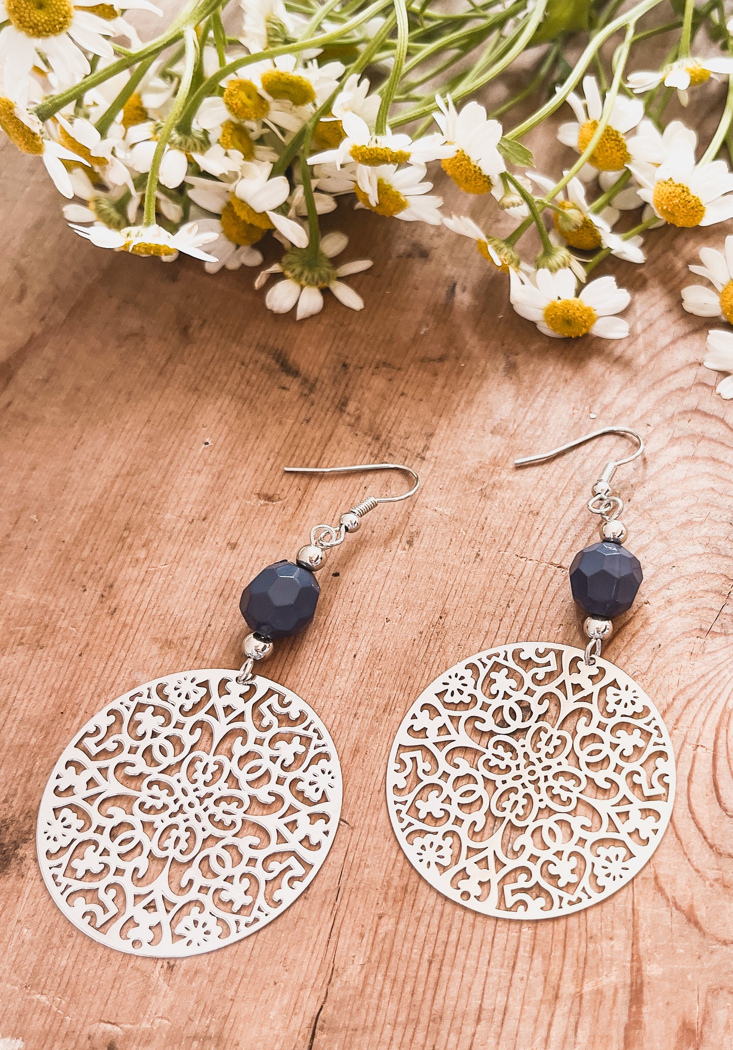 Beautiful Blue and Silver Boho Earrings