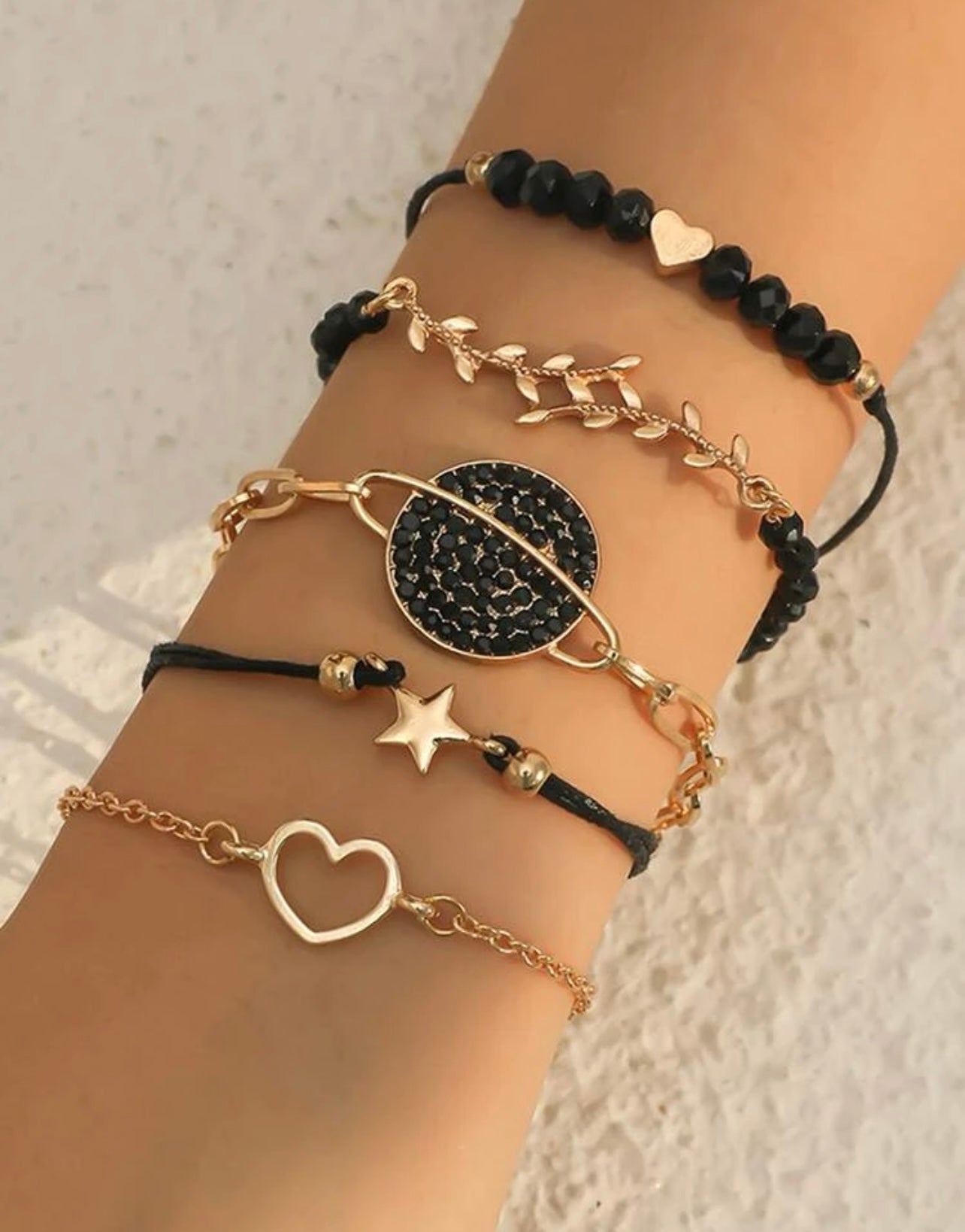 Beautiful Black and Gold Bracelet Set
