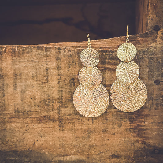 Beautiful Gold Disc Drop Earrings