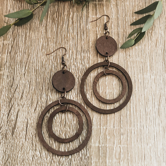 Beautiful Circular Wood Earrings