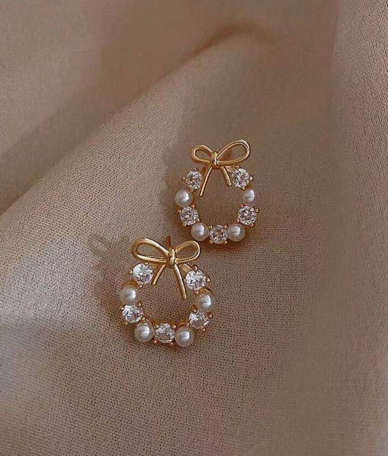 Beautiful and Dainty Pearl Wreath Earrings