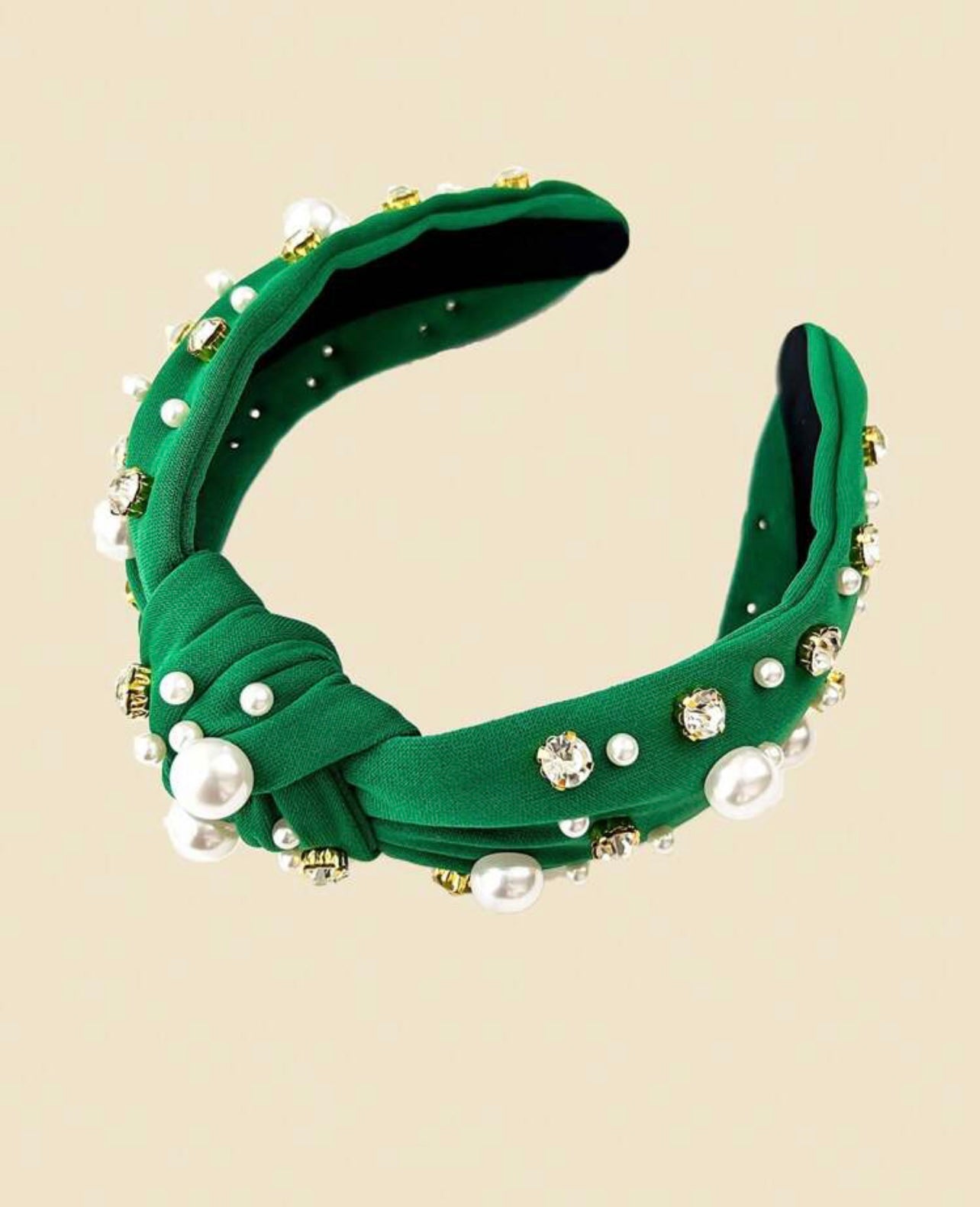 Beautiful Green and Pearl Headband