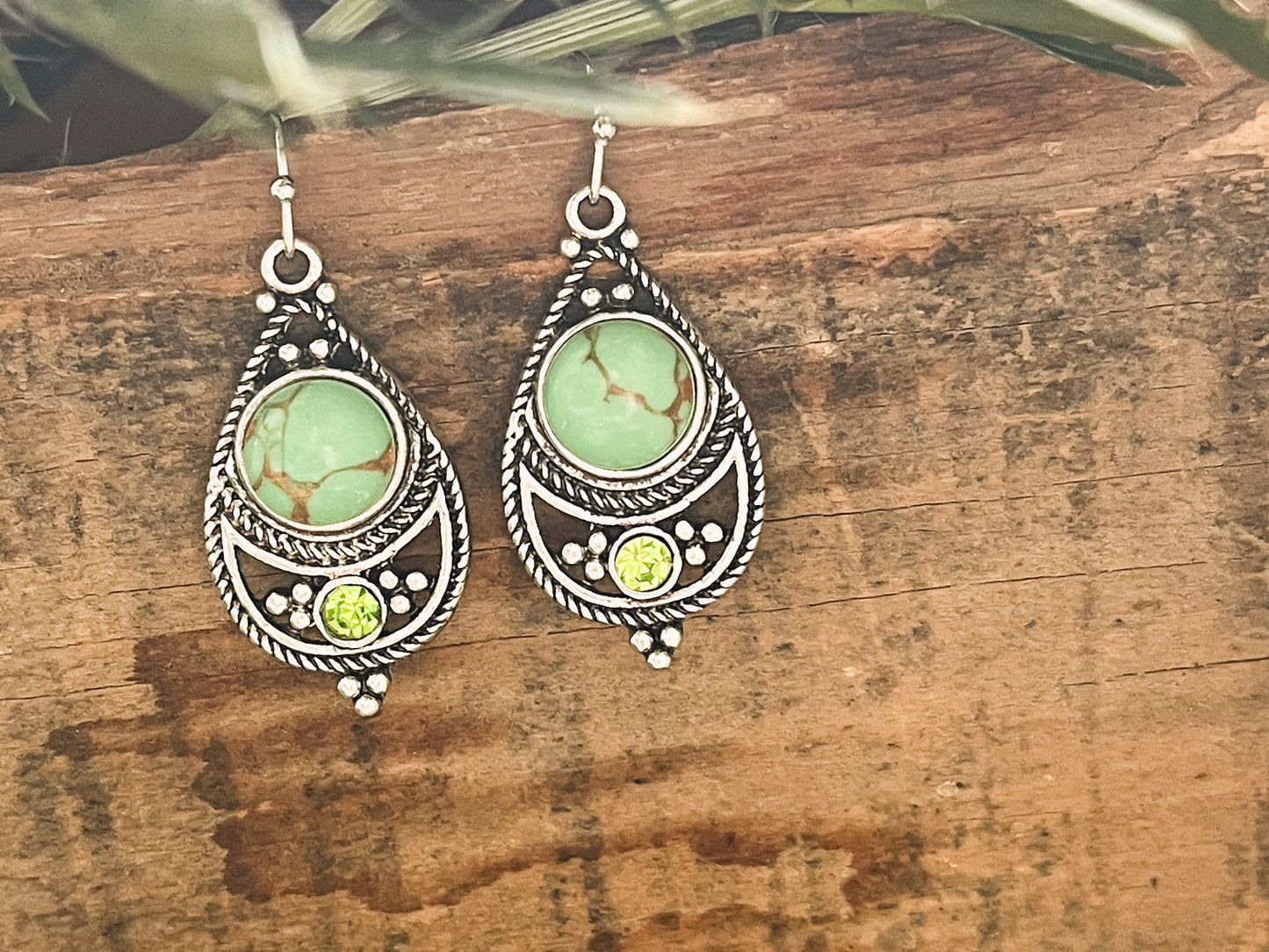 Beautiful Green and Silver Drop Earrings