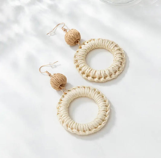 Beautiful Rattan Hoop Earrings