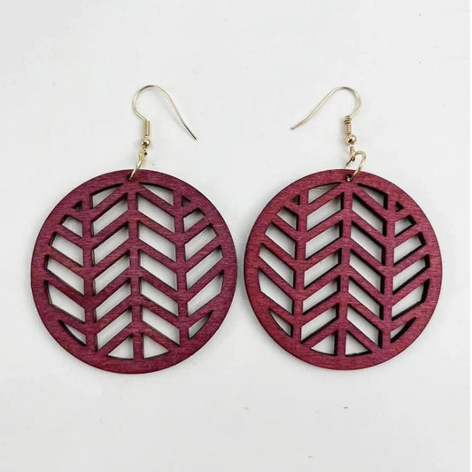 Beautiful Burgundy Wood Drop earrings