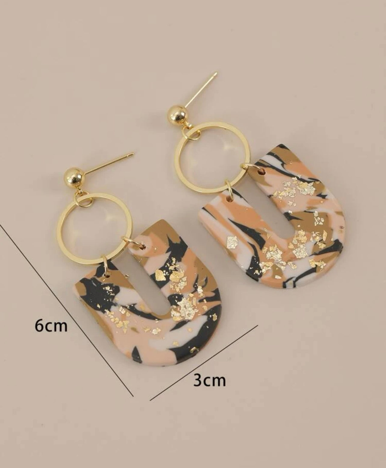Beautiful Gold and Neutrals Geometric Earrings